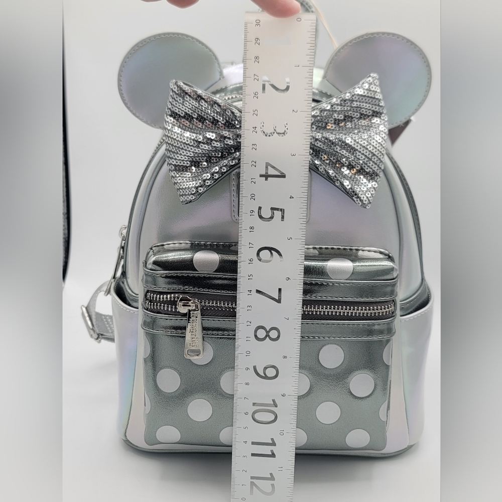 SOLD Loungefly Disney 100 Minnie Mouse Platinum Backpack & Wallet NEW NWT #1635 - Picture 16 of 16